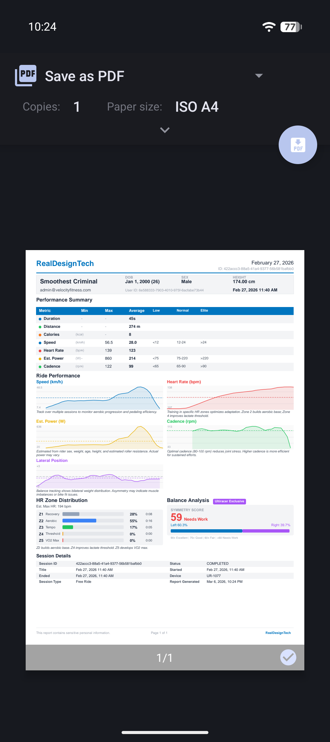 PDF report generation and preview